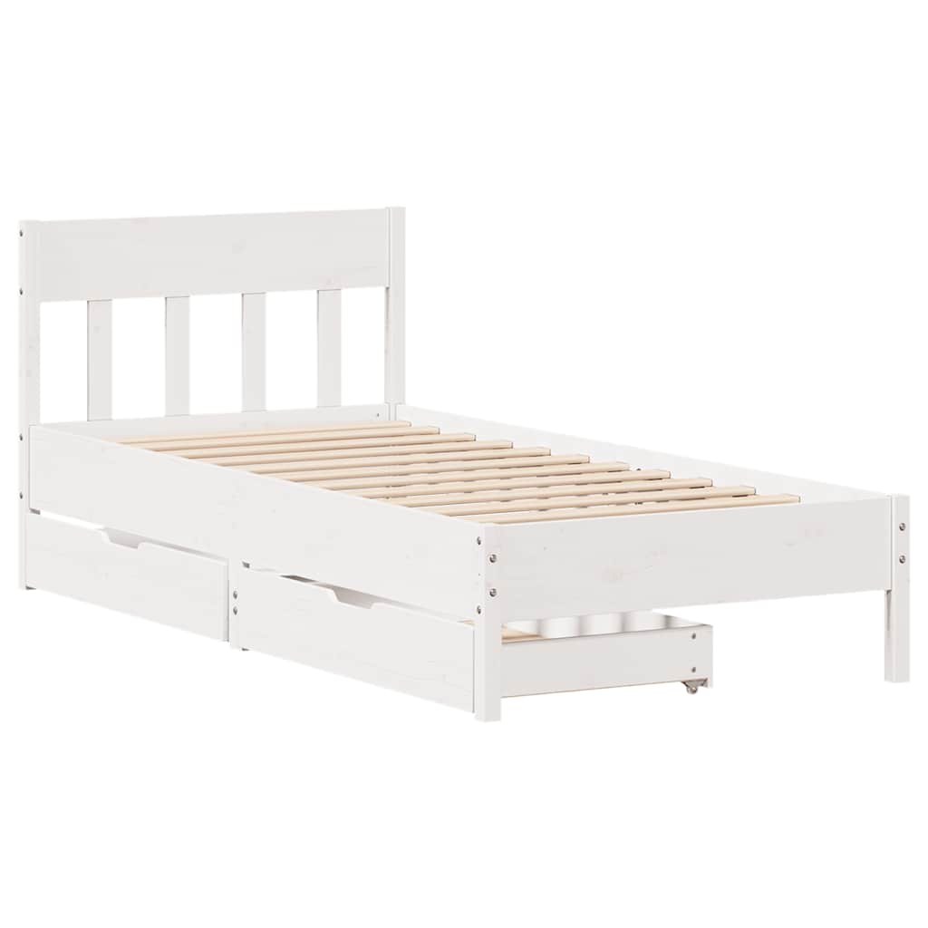 Letto senza Materasso Bianco 90x190 cm in Legno Massello Pino