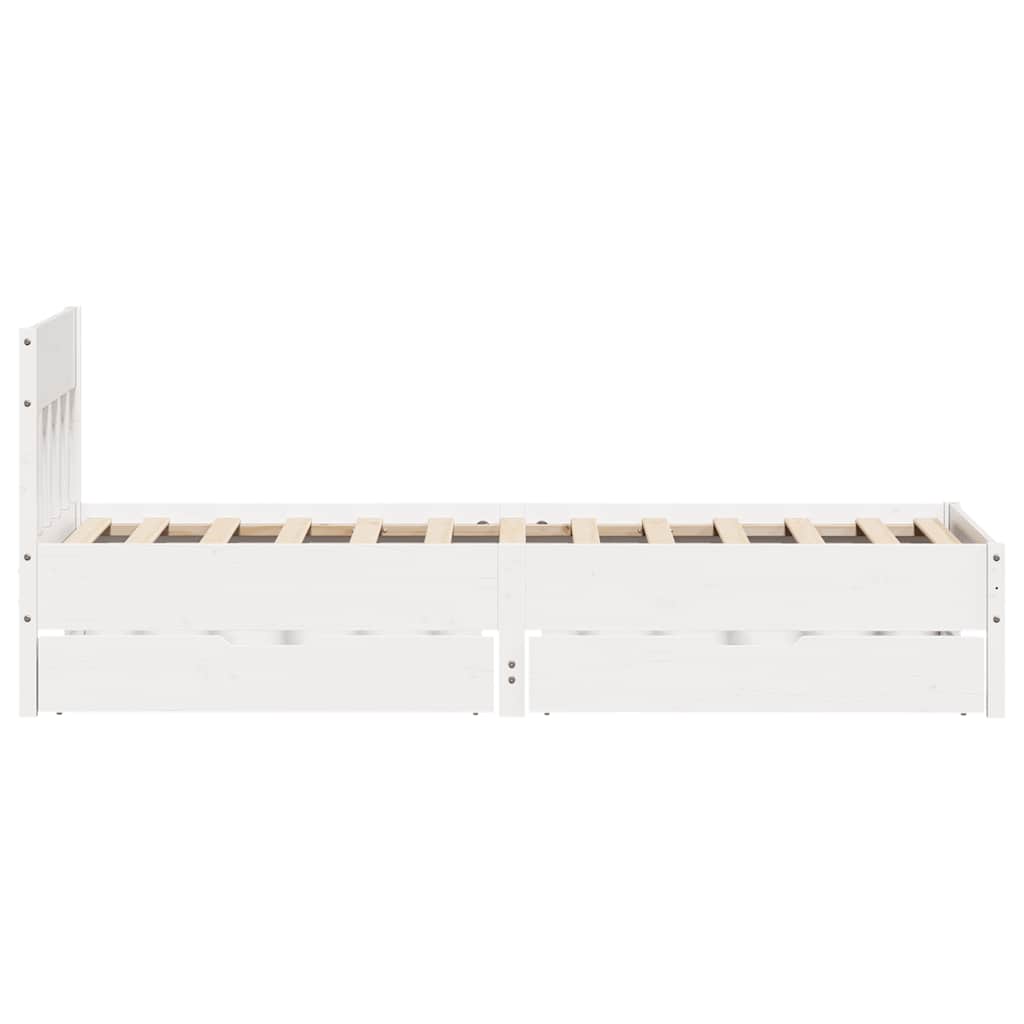 Letto senza Materasso Bianco 90x190 cm in Legno Massello Pino