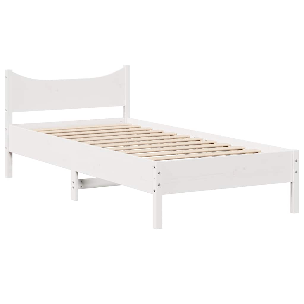 Giroletto con Cassetti Bianco 90x200 cm Legno Massello di Pino