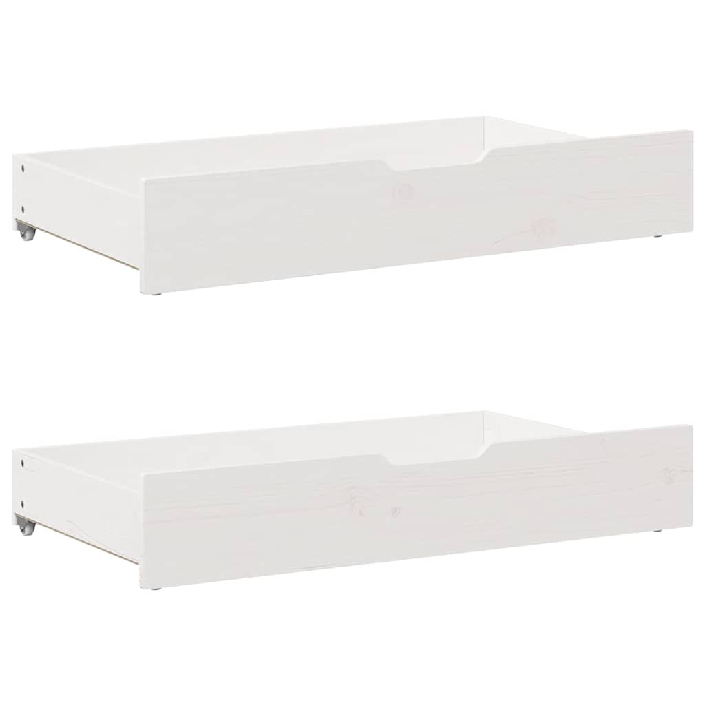 Giroletto con Cassetti Bianco 75x190 cm Legno Massello di Pino