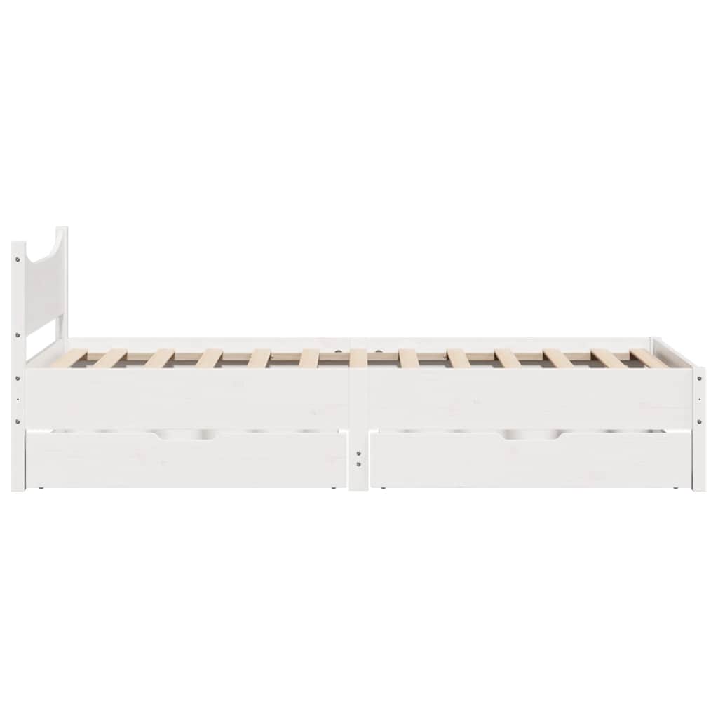 Giroletto con Cassetti Bianco 75x190 cm Legno Massello di Pino