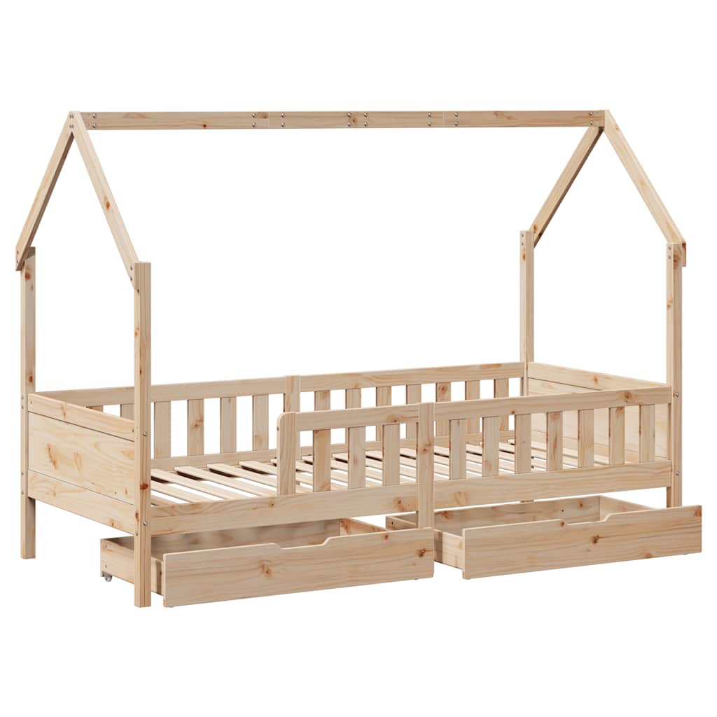 Giroletto Bambini con Cassetti 90x200 cm Legno Massello di Pino