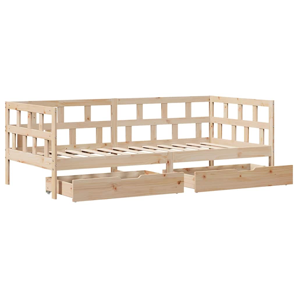 Dormeuse con Cassetti 90x190 cm in Legno Massello Pino