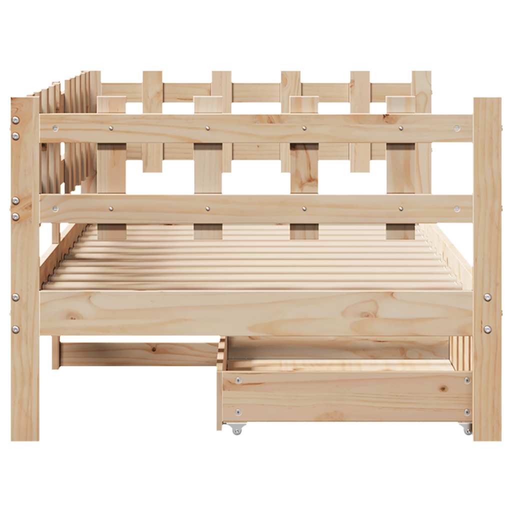 Dormeuse con Cassetti 80x200 cm in Legno Massello di Pino