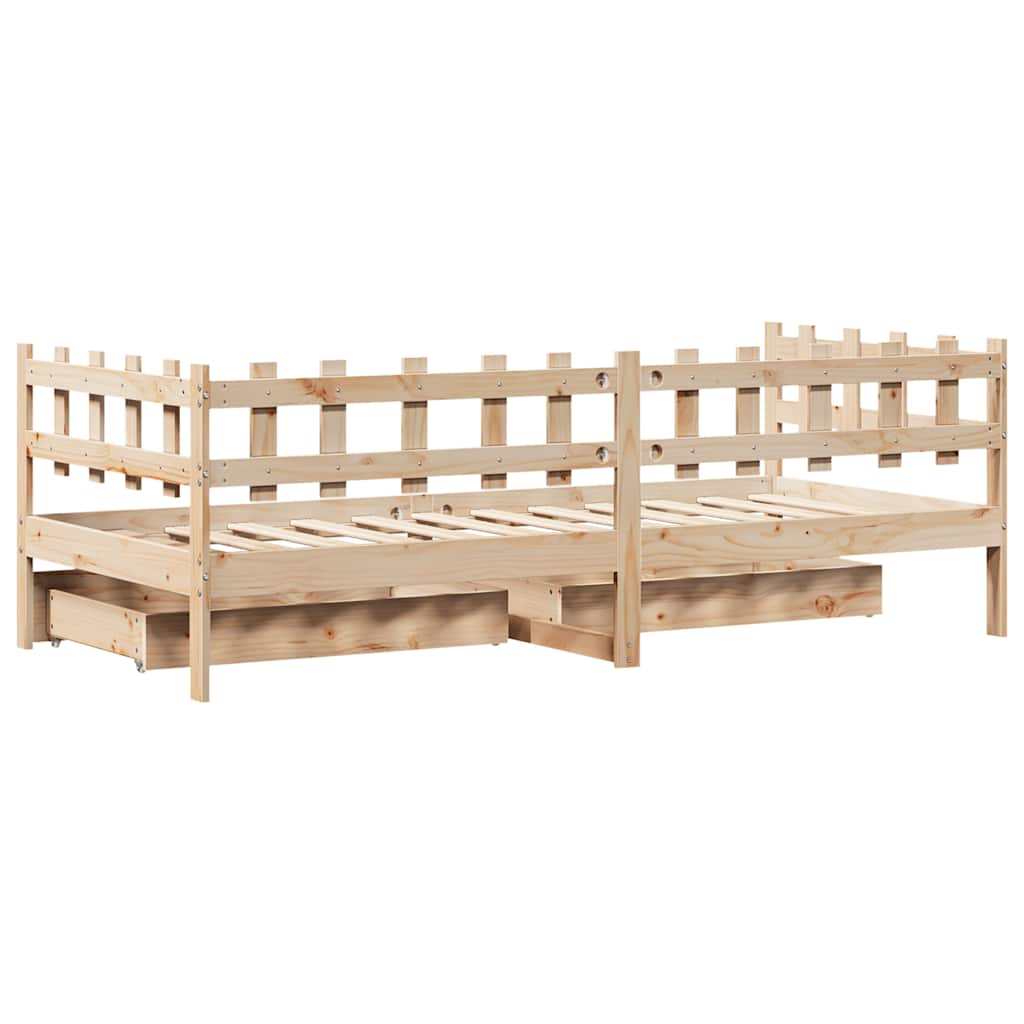 Dormeuse con Cassetti 80x200 cm in Legno Massello di Pino