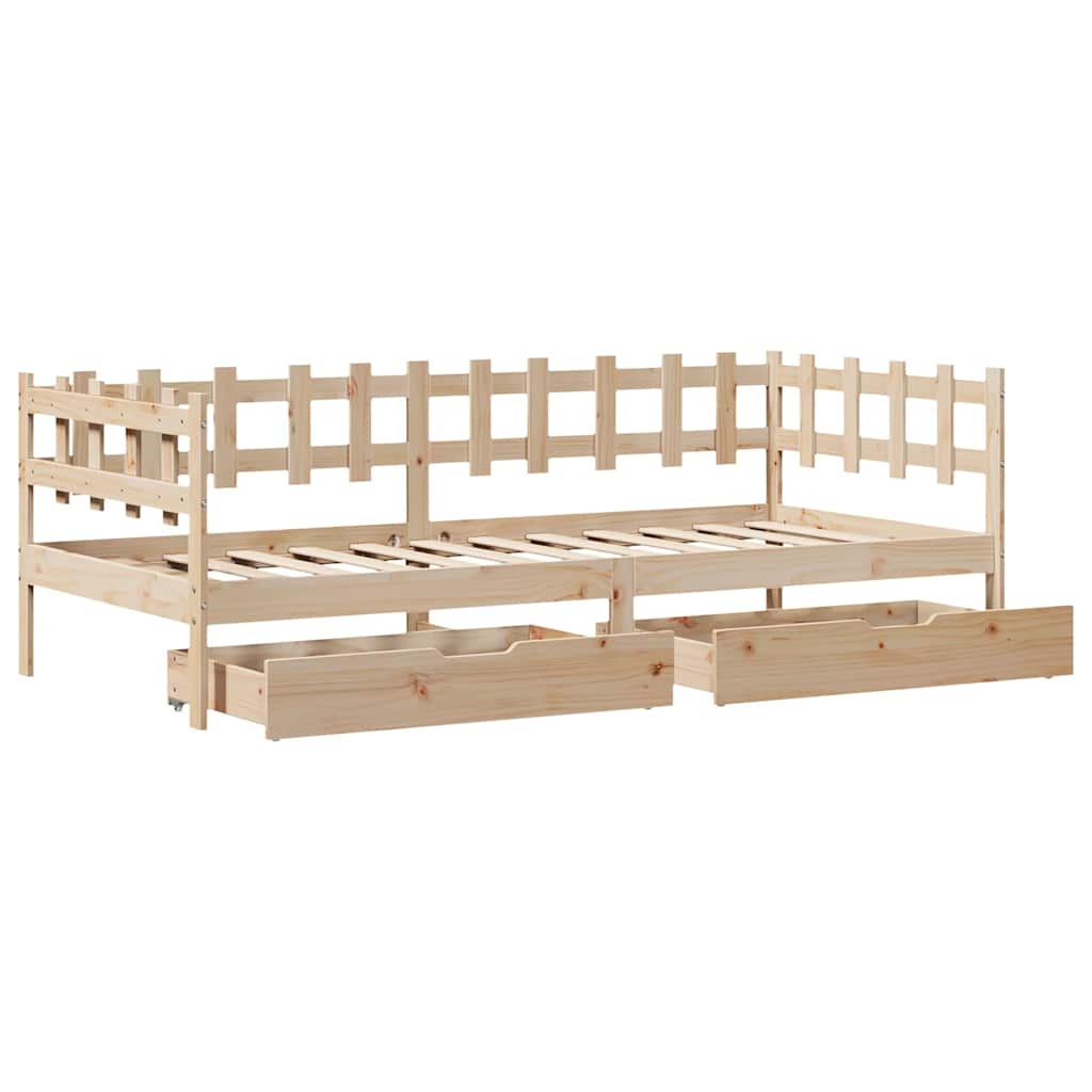 Dormeuse con Cassetti 80x200 cm in Legno Massello di Pino