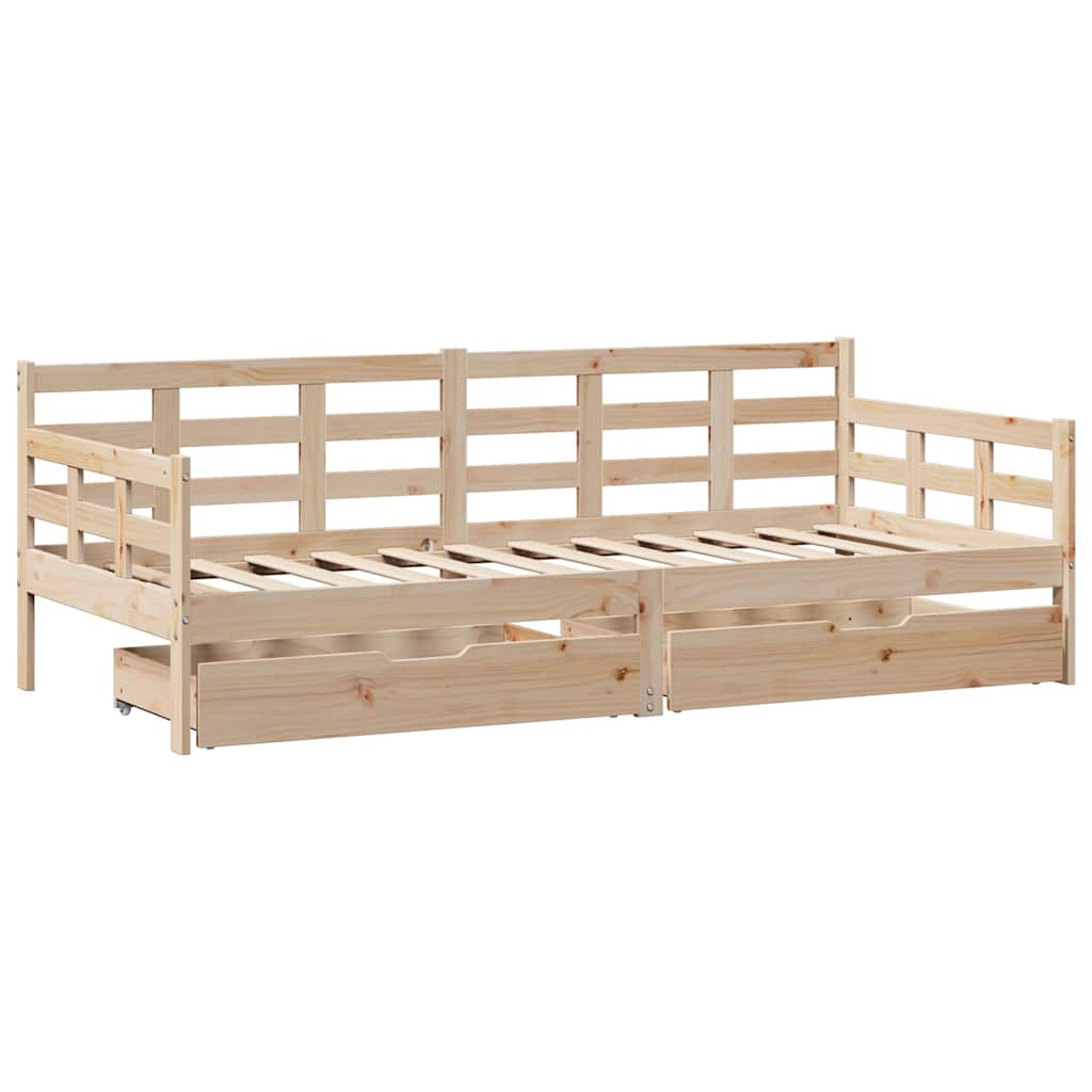 Dormeuse con Cassetti 90x200 cm Legno Massello Pino