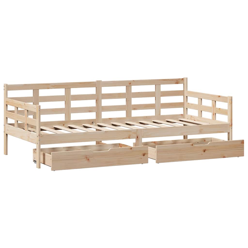 Dormeuse con Cassetti 90x200 cm Legno Massello Pino