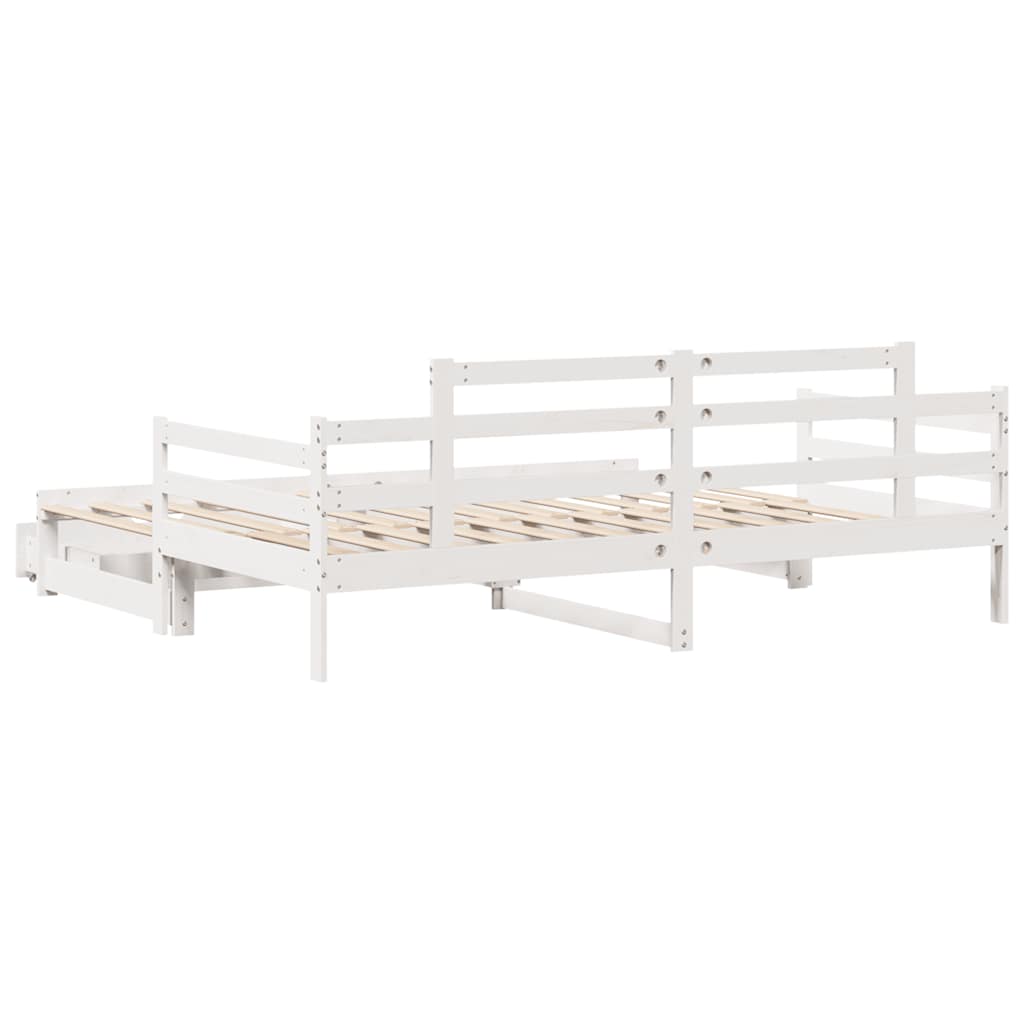 Letto Estraibile con Cassetti senza Materasso Bianco 90x200 cm