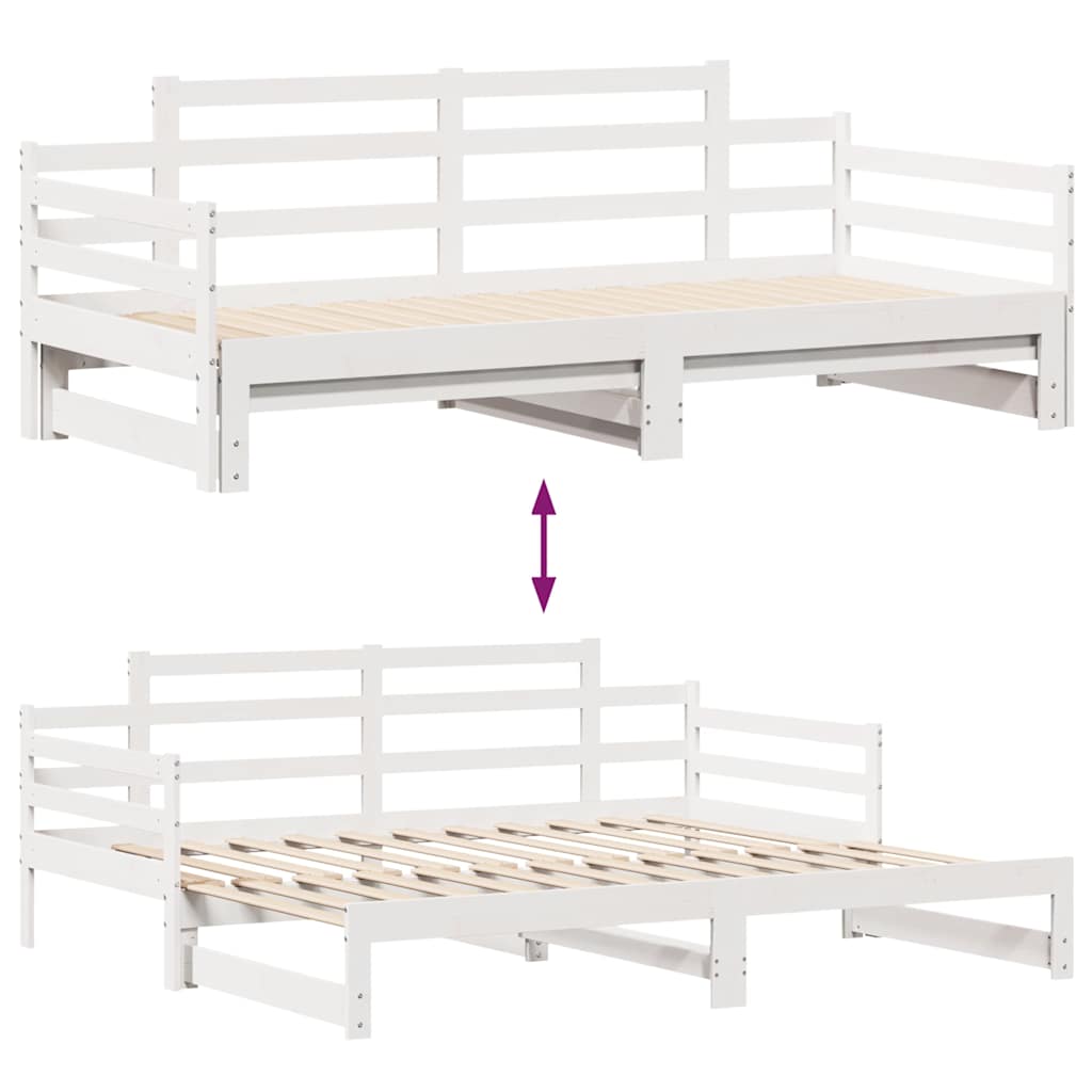 Letto Estraibile con Cassetti senza Materasso Bianco 80x200 cm