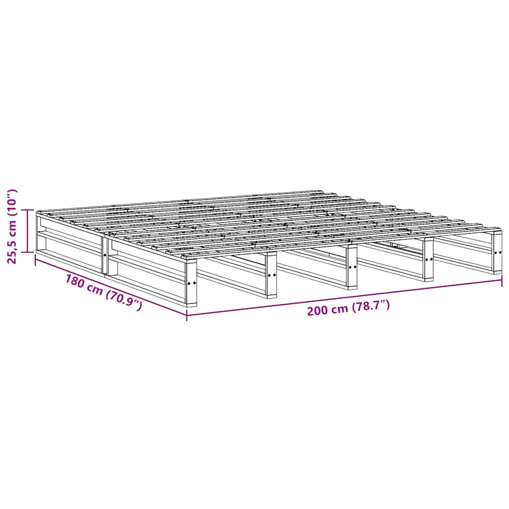 Letto senza Materasso Marrone Cera 180x200 cm in Legno di Pino | homemem39