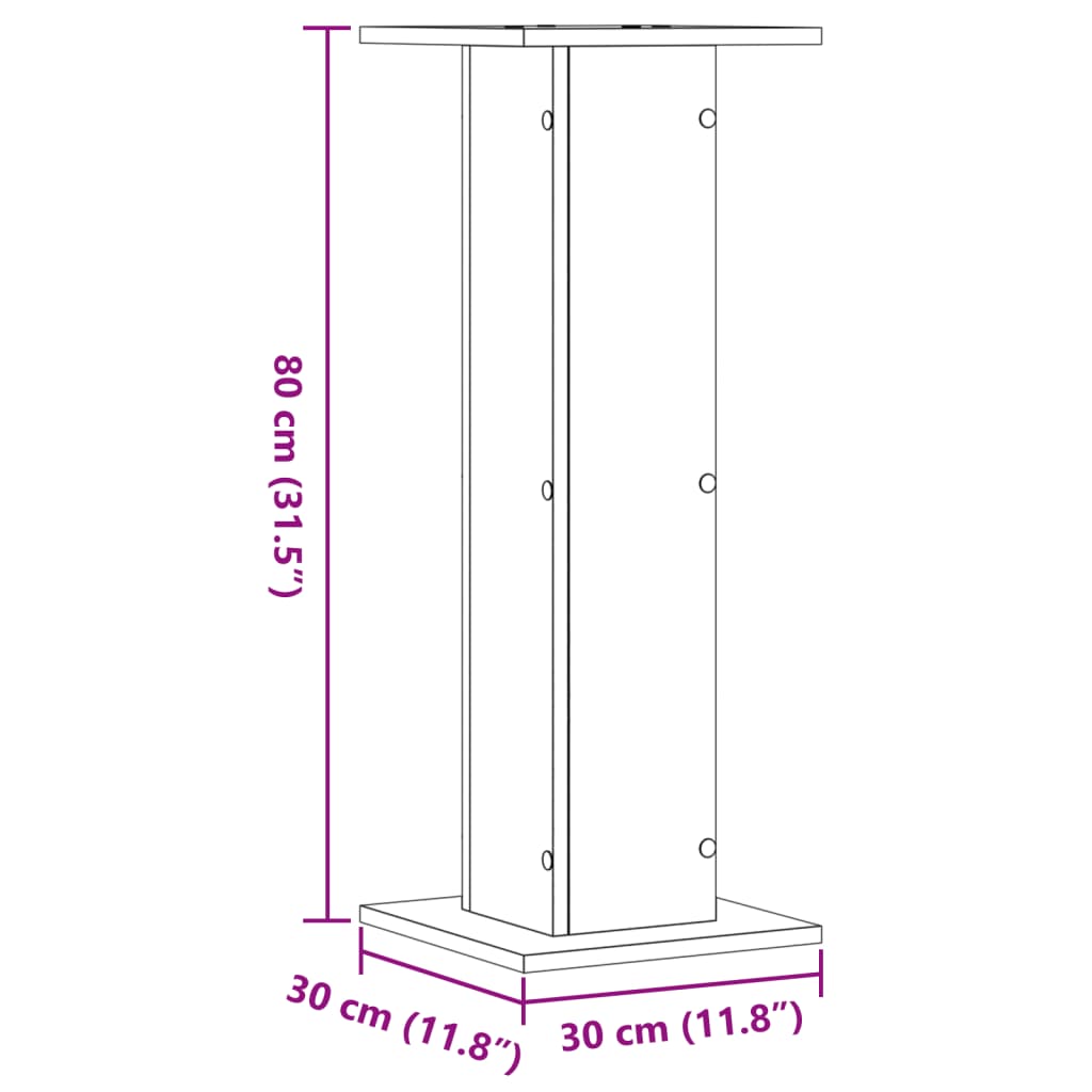 Supporti Altoparlanti 2 pz Rovere 30x30x80 cm in Multistrato - homemem39