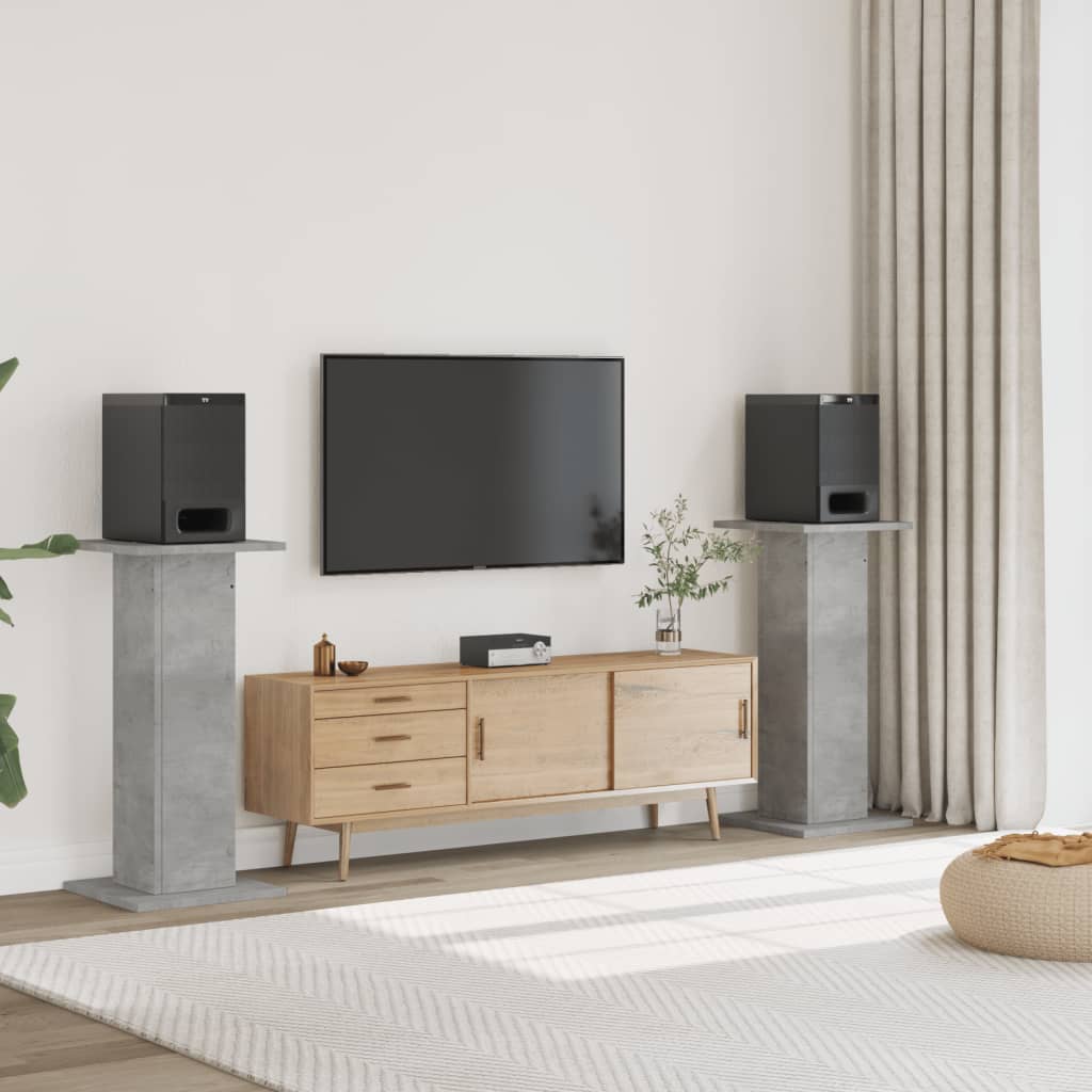 Supporti Altoparlanti 2 pz Grigio 30x30x95 cm Legno Multistrato - homemem39