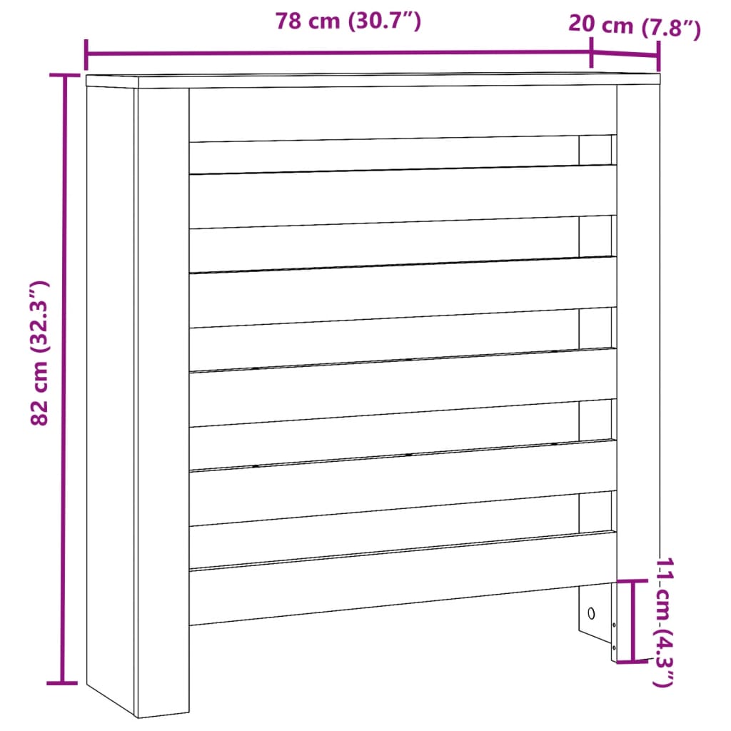 Copertura Termosifone Rovere Marrone 78x20x82 Legno Multistrato - homemem39