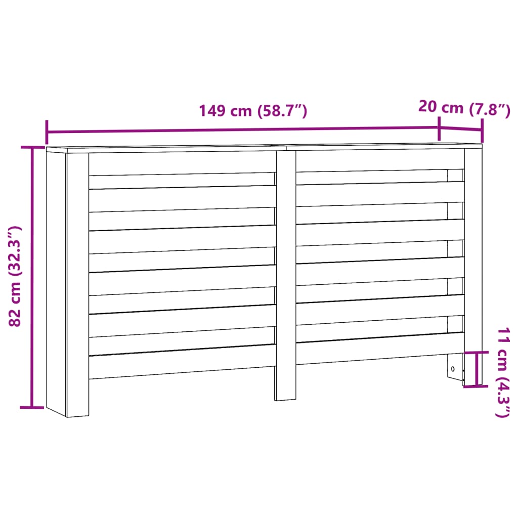 Copertura Termosifone Rovere Marrone 149x20x82cm in Multistrato - homemem39