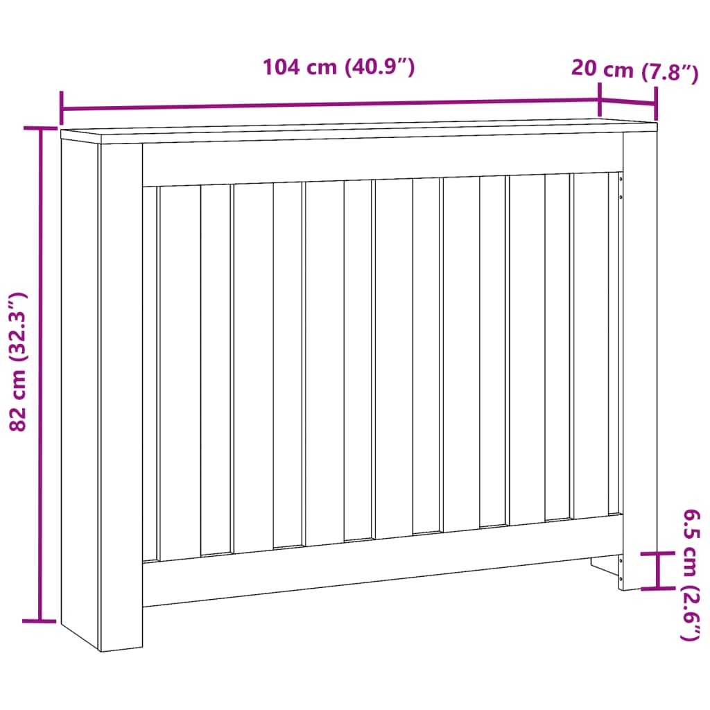 Copertura Termosifone Rovere Fumo 104x20x82cm Legno Multistrato - homemem39