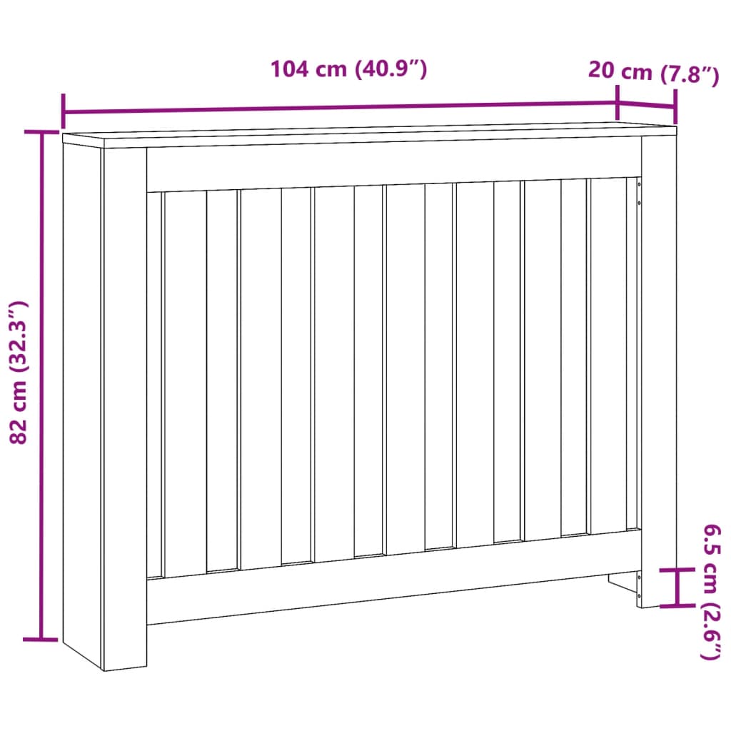Copertura Termosifone Legno Antico 104x20x82 Legno Multistrato - homemem39