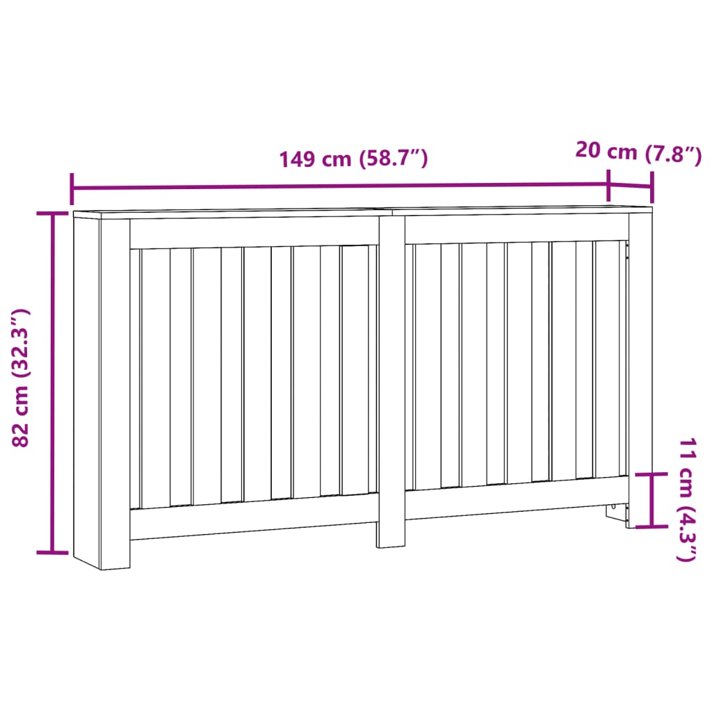Copertura Termosifone Rovere Artigianale 149x20x82cm in Legno - homemem39