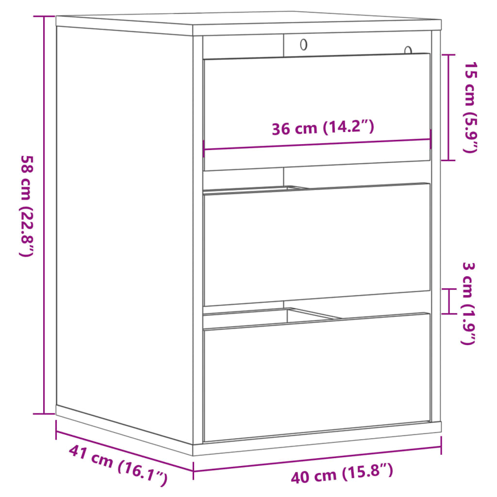 Cassettiera Angolare Rovere Sonoma 40x41x58cm Legno Multistrato