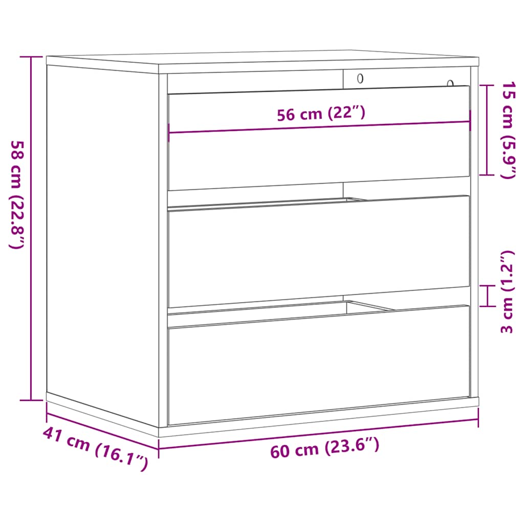 Cassettiera Bianca 60x41x58 cm in Legno Multistrato - homemem39