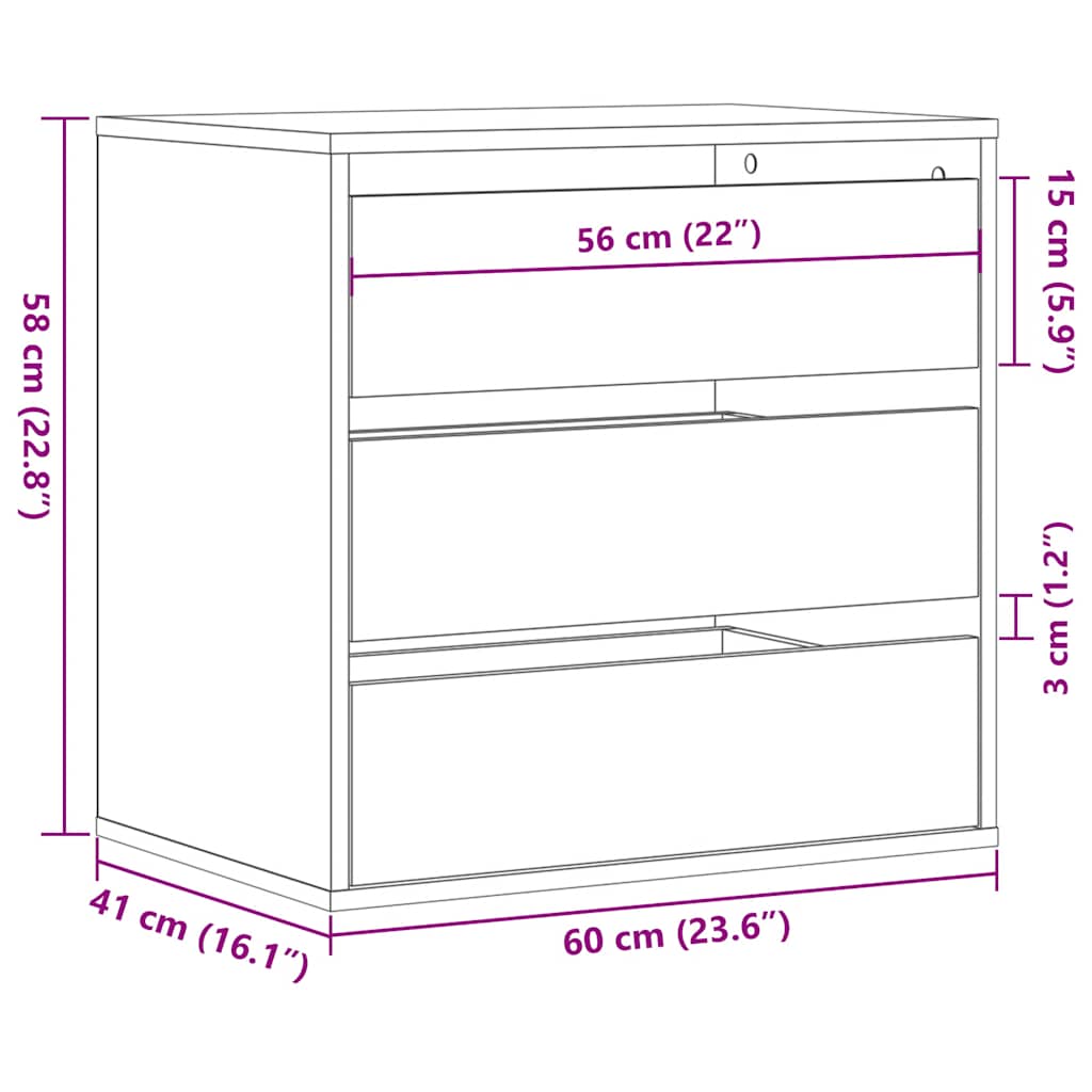 Cassettiera Angolare Nera 60x41x58 cm in Legno Multistrato - homemem39