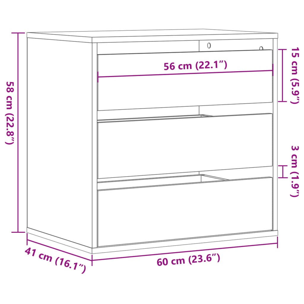 Cassettiera Angolo Grigio Cemento 60x41x58cm Legno Multistrato - homemem39