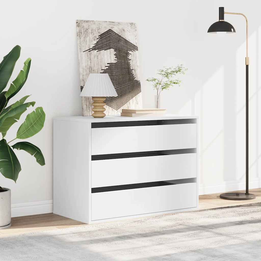 Cassettiera Bianca 80x41x58 cm in Legno Multistrato - homemem39