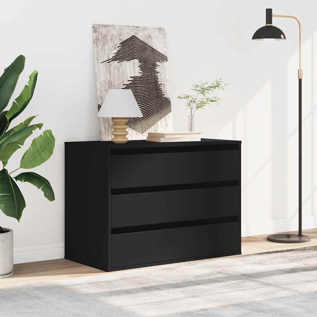 Cassettiera Angolare Nera 80x41x58 cm in Legno Multistrato - homemem39