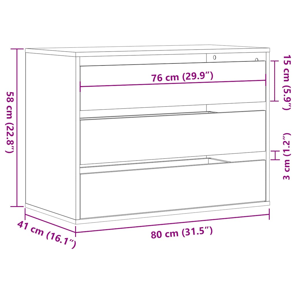 Cassettiera Angolare Nera 80x41x58 cm in Legno Multistrato - homemem39