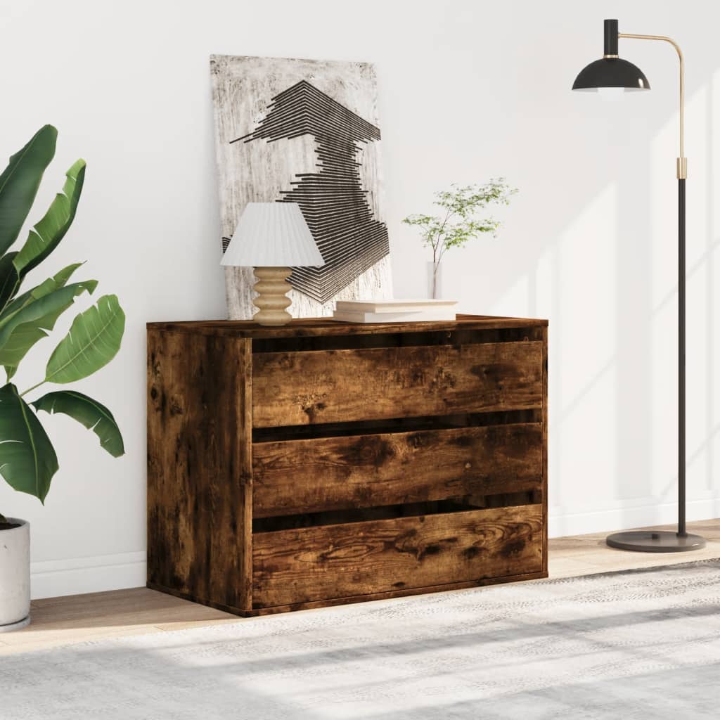 Cassettiera Angolare Rovere Fumo 80x41x58cm Legno Multistrato - homemem39