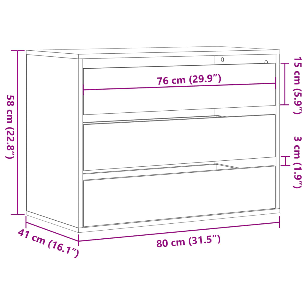 Cassettiera Angolare Rovere Artigianale 80x41x58cm Multistrato - homemem39