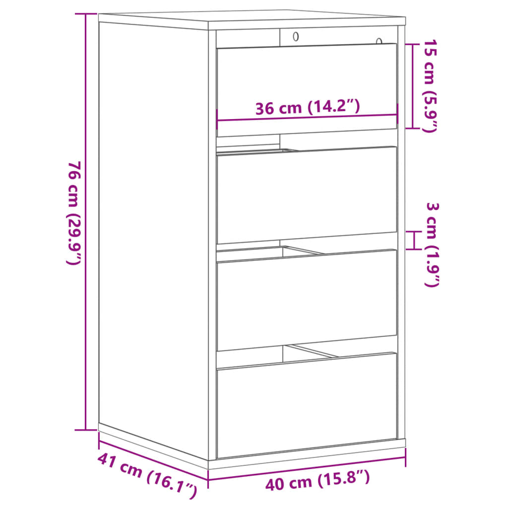 Cassettiera Bianca 40x41x76 cm in Legno Multistrato - homemem39