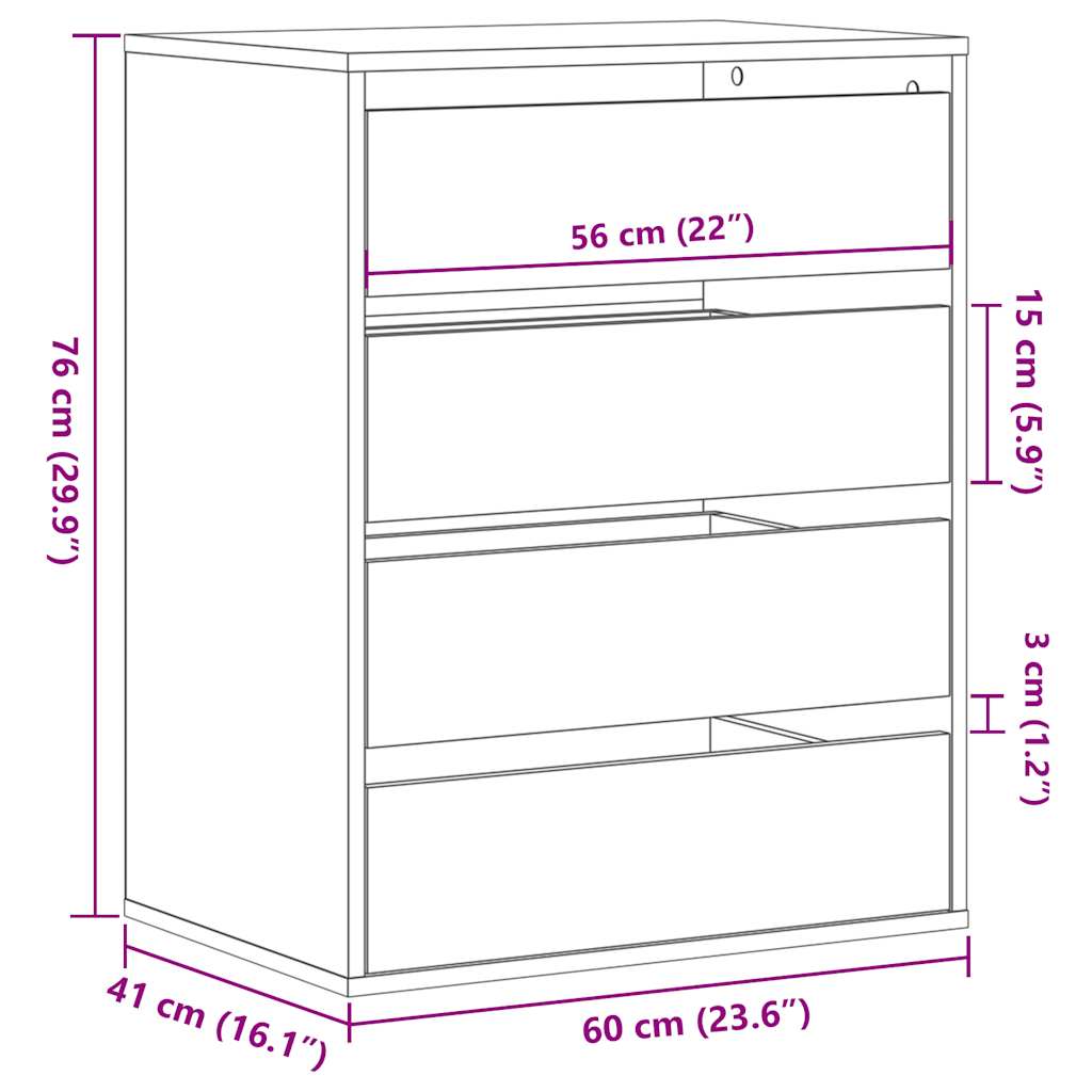 Cassettiera Angolare Grigio Sonoma 60x41x76cm Legno Multistrato - homemem39