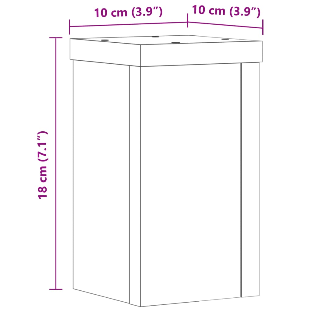 Supporti per Piante 2 pz Legno 10x10x18 cm Legno Multistrato