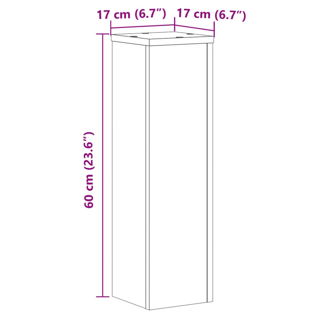 Supporti per Piante 2 pz Neri 17x17x60 cm Legno Multistrato - homemem39