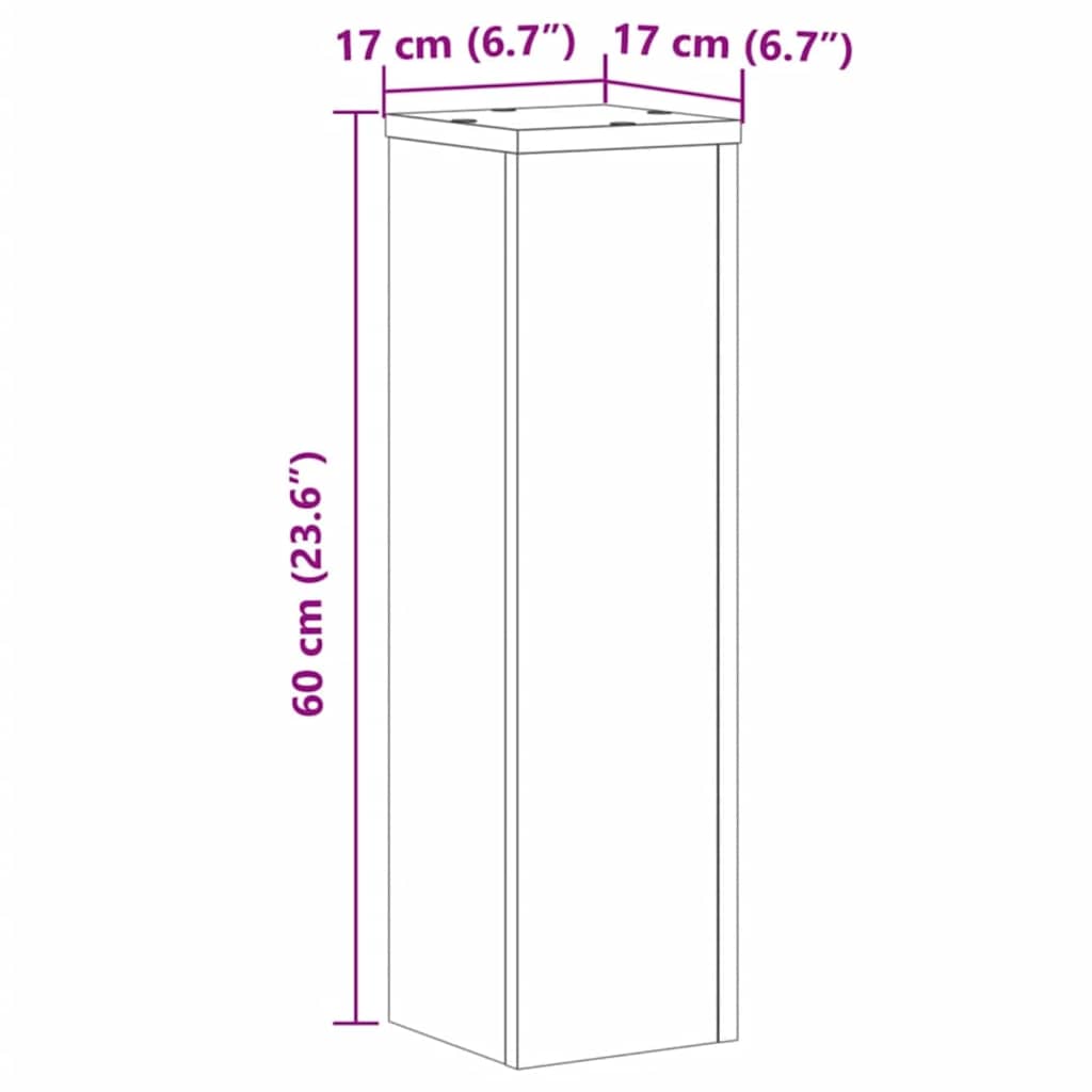 Supporti per Piante 2 pz Rovere 17x17x60 cm in Multistrato