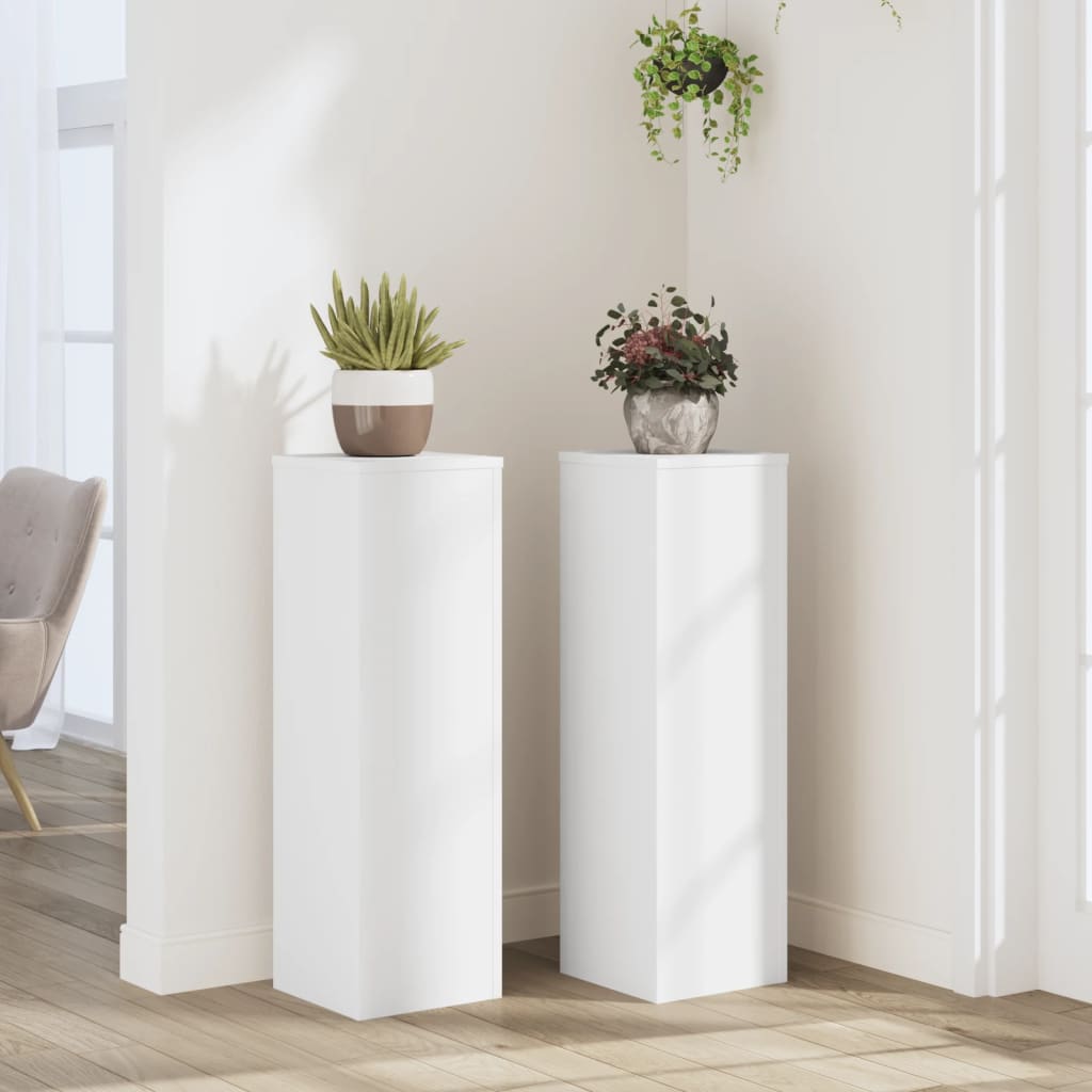 Supporti per Piante 2 pz Bianchi 25x25x80 cm Legno Multistrato - homemem39