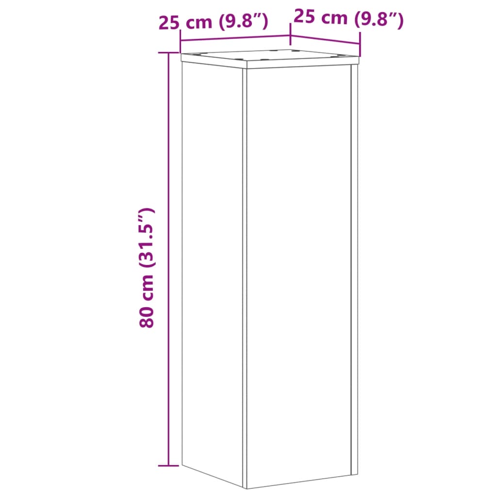 Supporti per Piante 2 pz Legno 25x25x80 cm Legno Multistrato