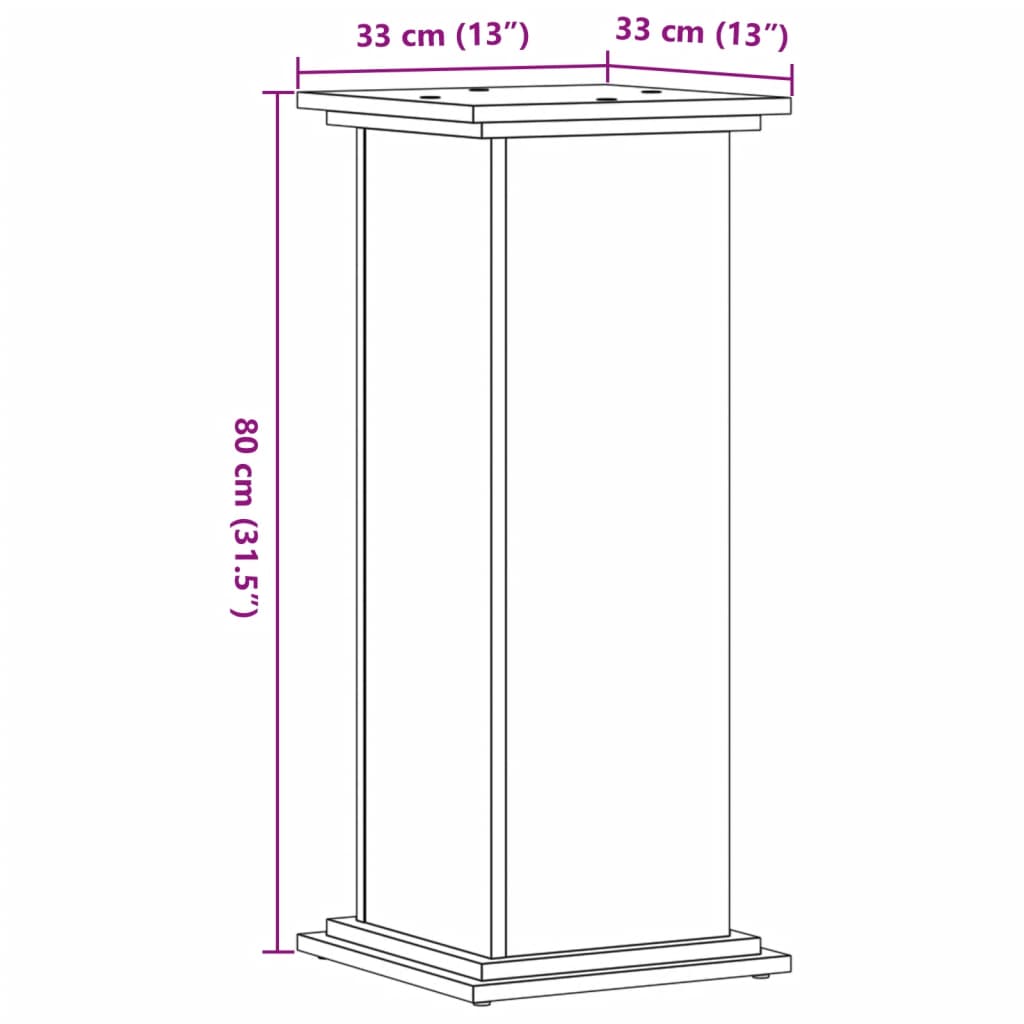 Supporto per Piante Rovere Artigianale 33x33x80 cm Multistrato - homemem39