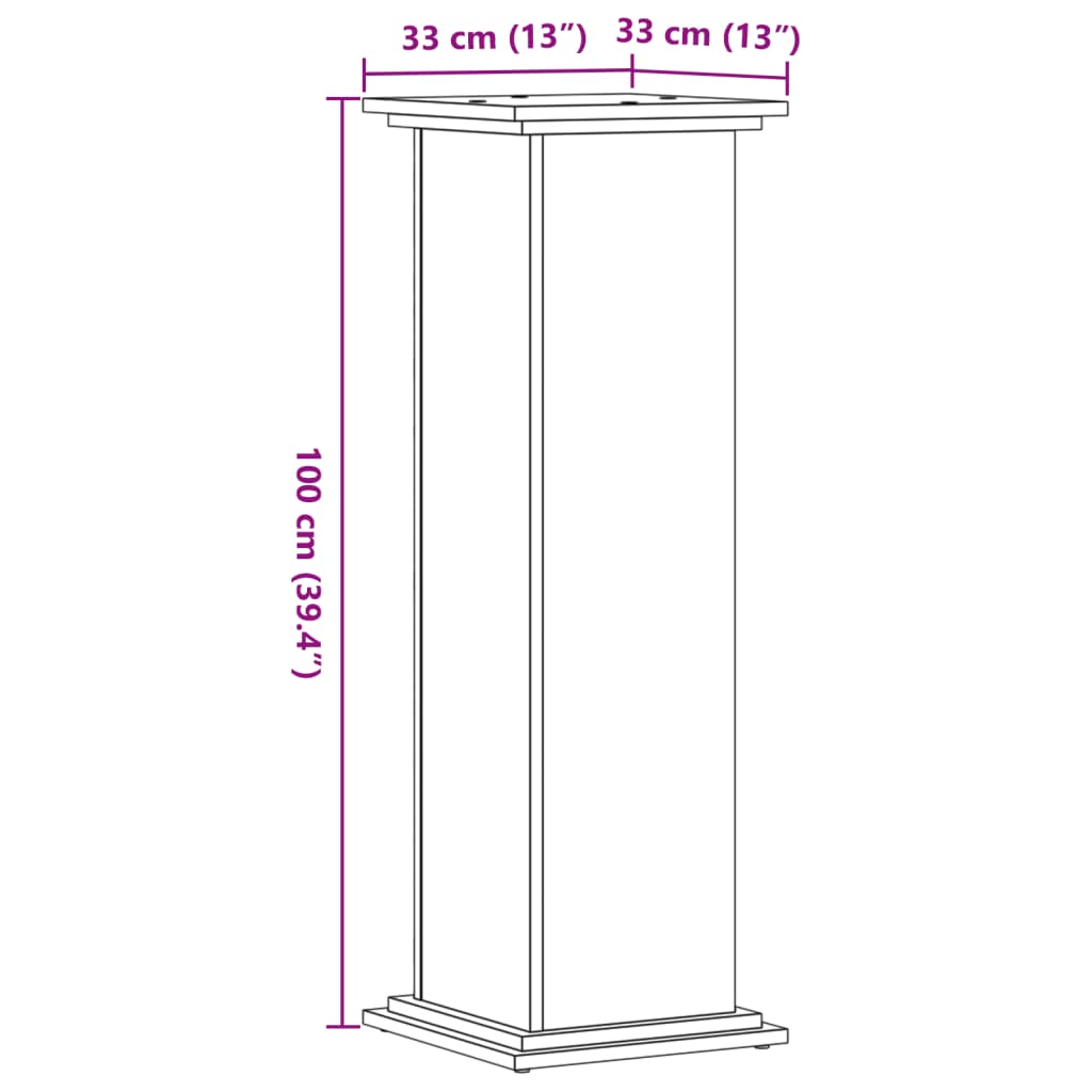 Supporto per Piante Rovere Fumo 33x33x100 cm in Truciolato - homemem39