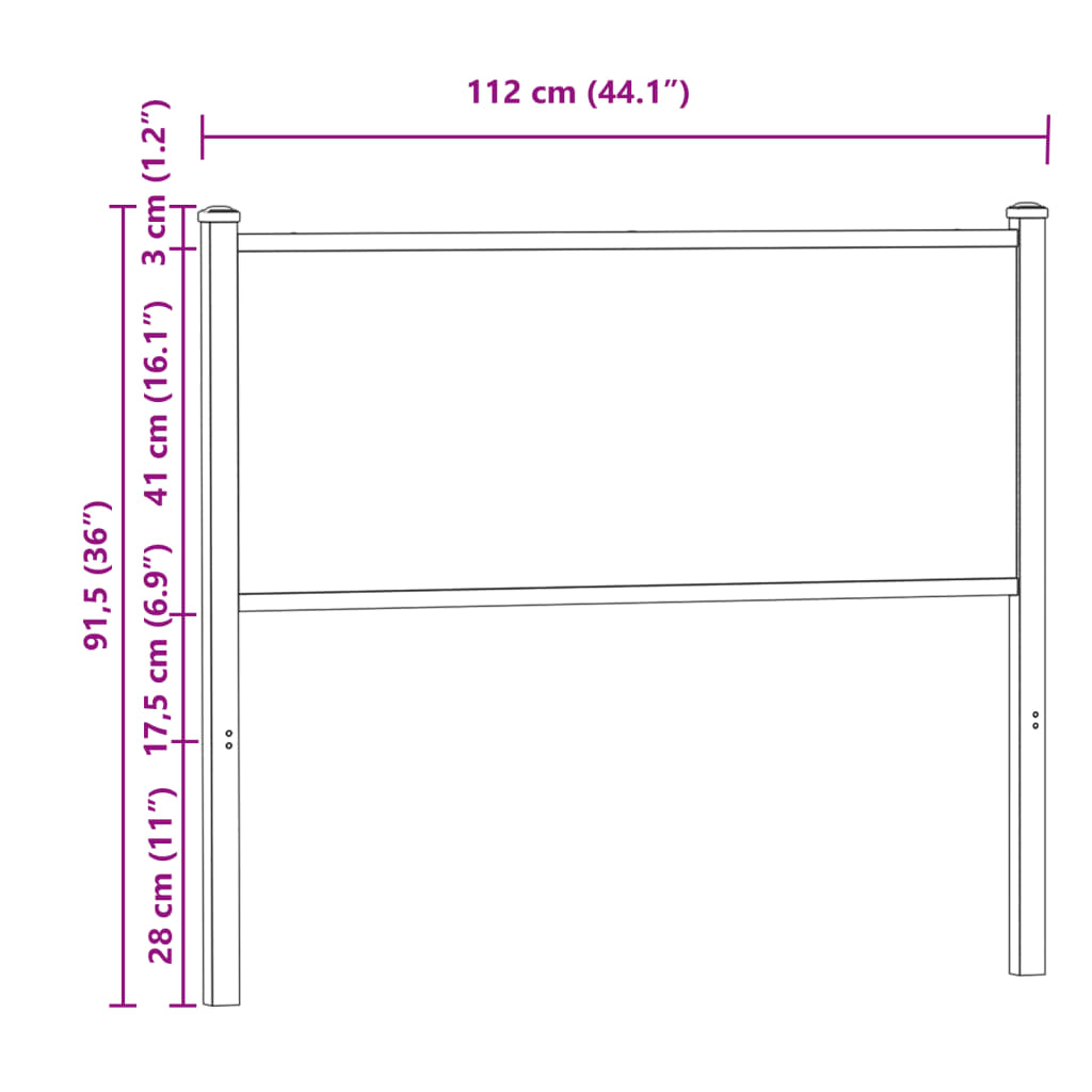 Testiera Sonoma 107 cm in Legno Multistrato e Acciaio