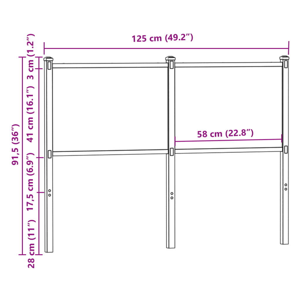 Testiera di Ricambio Rovere Marrone 120 cm in Legno Multistrato e Acciaio | homemem39