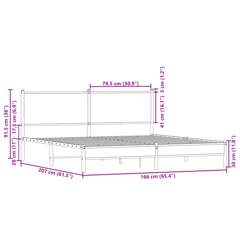 Giroletto senza Materaso in Metallo Rovere Fumo 160x200 cm | homemem39