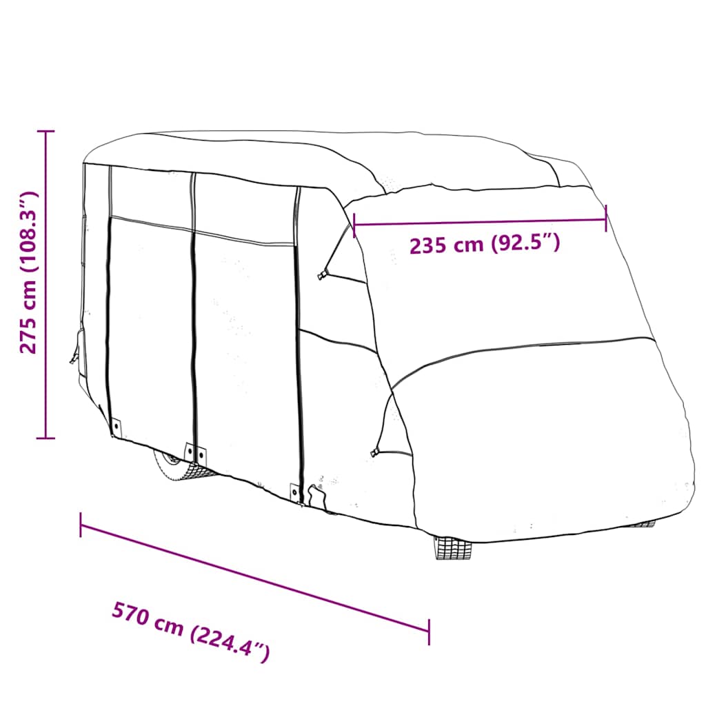 Telo per Camper Grigio 570x235x275 cm in Tessuto Non Tessuto | homemem39