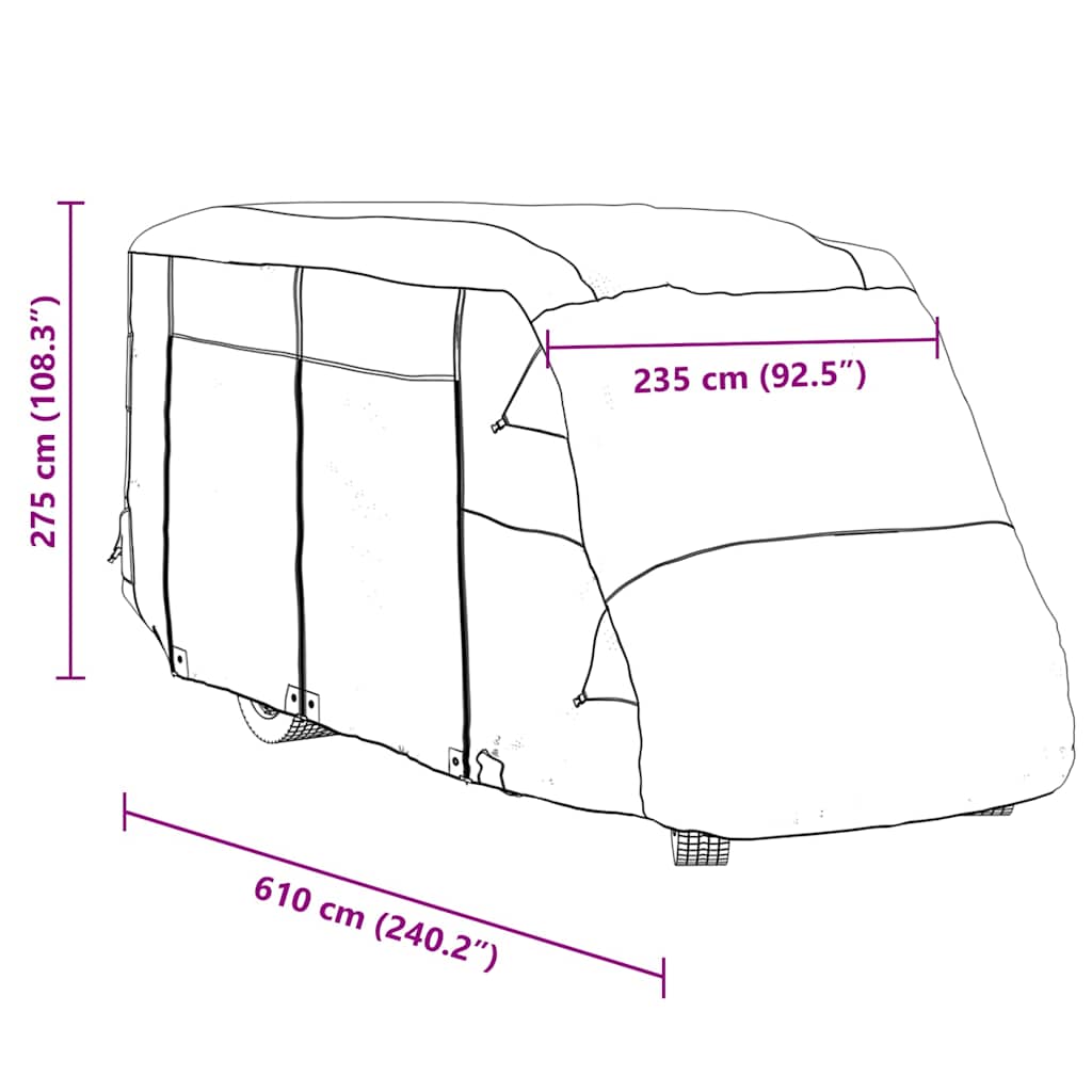 Telo per Camper Grigio 610x235x275 cm in Tessuto Non Tessuto | homemem39
