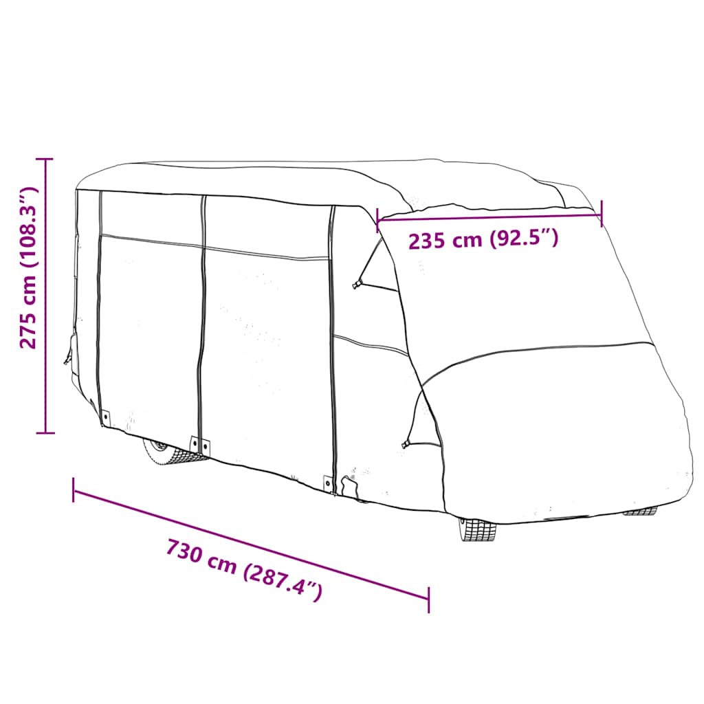 Telo per Camper Grigio 730x235x275 cm in Tessuto Non Tessuto