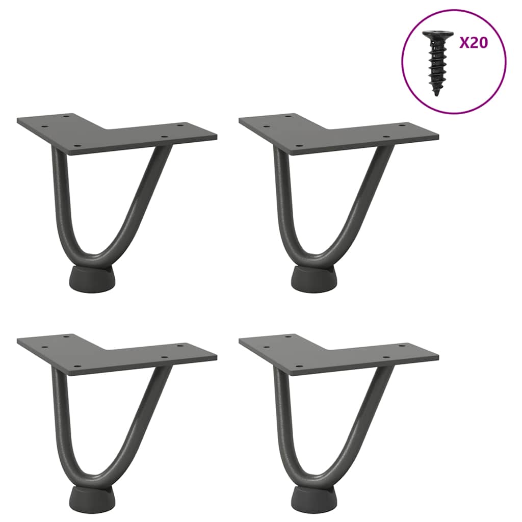 Gambe Tavolo a Forcina 4 pz Antracite 10 cm Acciaio Massiccio - homemem39