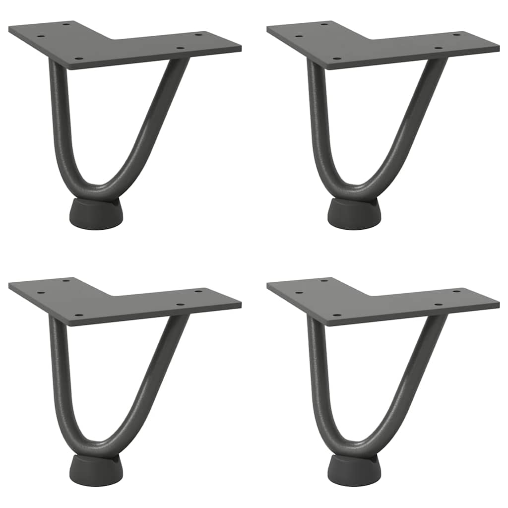 Gambe Tavolo a Forcina 4 pz Antracite 10 cm Acciaio Massiccio - homemem39