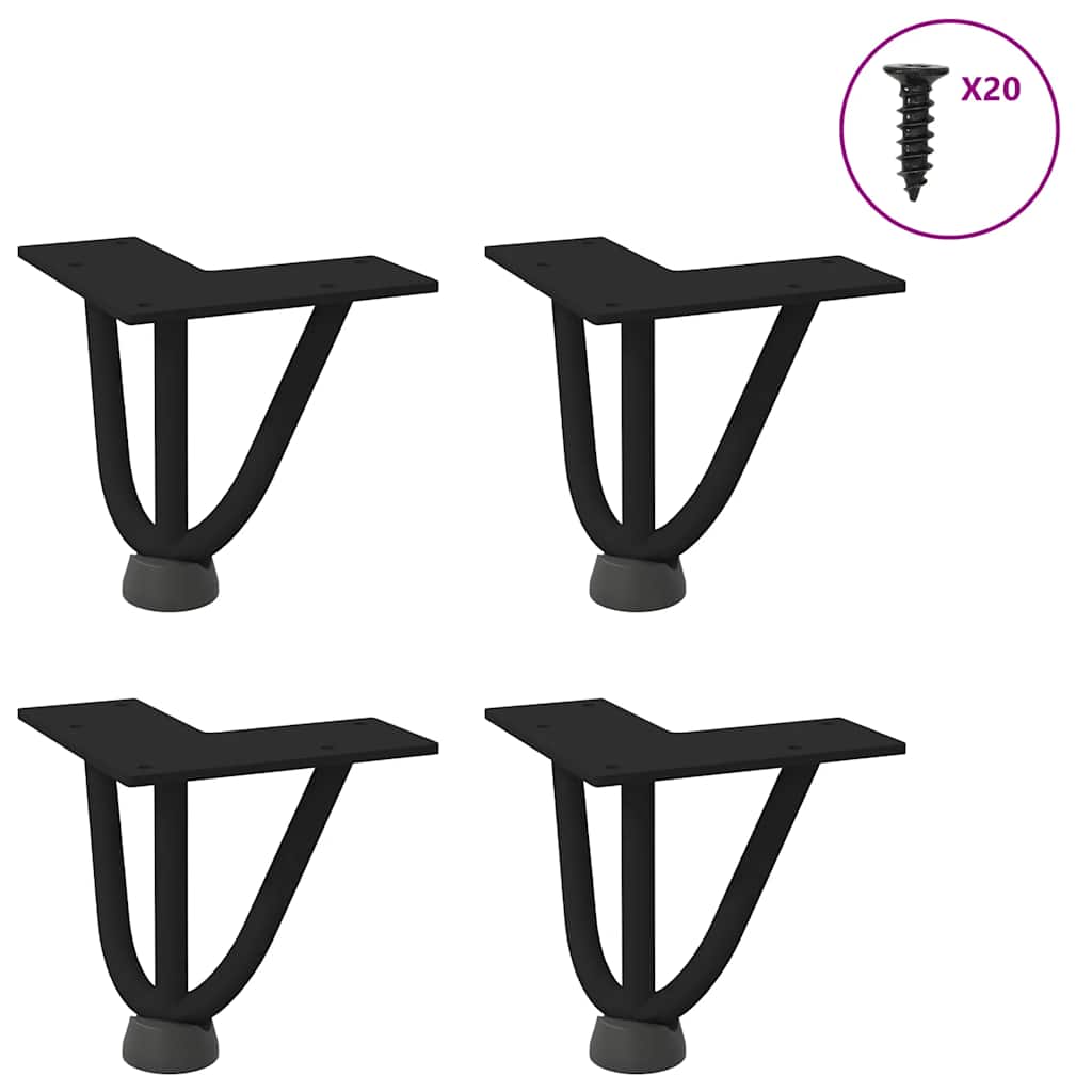 Gambe per Tavolo a Forcina 4 pz Nero 10 cm in Acciaio Massiccio - homemem39