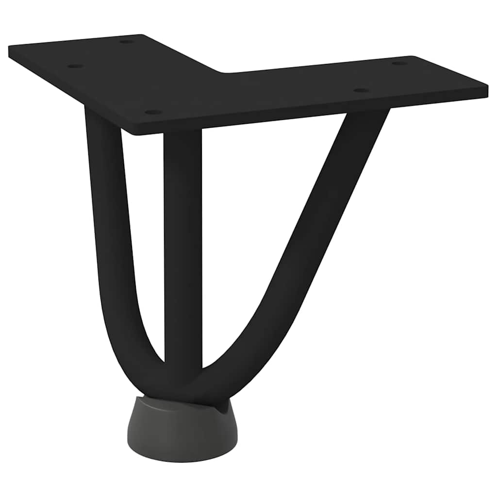 Gambe per Tavolo a Forcina 4 pz Nero 10 cm in Acciaio Massiccio - homemem39